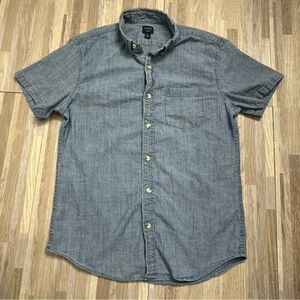 J Crew Chambray Short Sleeve Button Up Shirt Medium Blue Casual